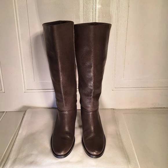 Cole Haan Shoes - Cole Haan Adler Grey Riding Boot Leather/Suede With Gold Accent Buckle 6 1/2